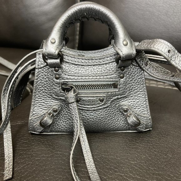 Balenciaga Nano Sized Crossbody NeoClassic Mini Bag Silver - Like New - Picture 6 of 13